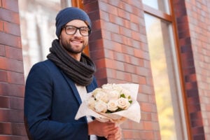 Man with flowers