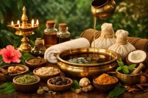 Ayurveda in Chigwell: traditional Ayurvedic wellness treatment with herbs and natural oils