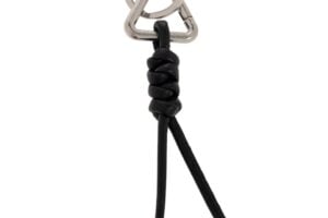 Bottega Keychain, Black Leather