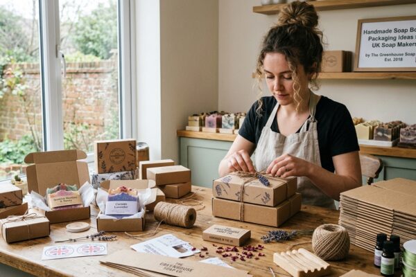 Handmade soap bars in custom packaging boxes for UK soap makers