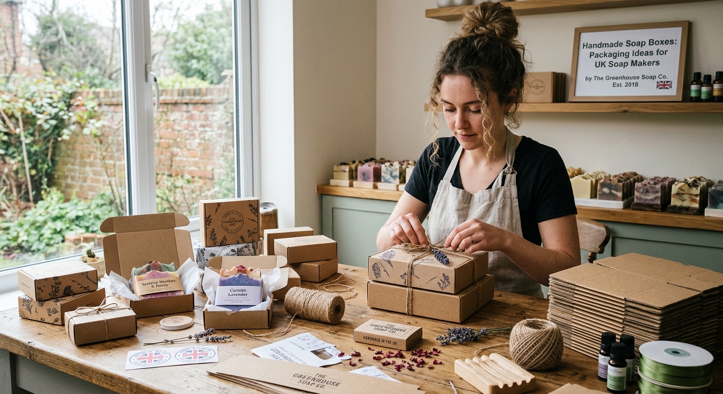 Handmade soap bars in custom packaging boxes for UK soap makers