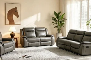 Grey Leather Sofa