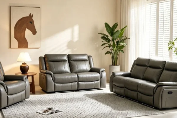 Grey Leather Sofa