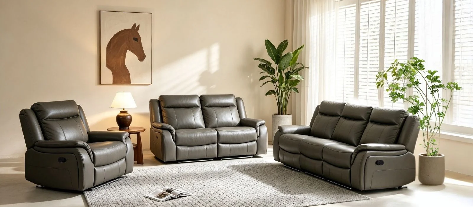Grey Leather Sofa