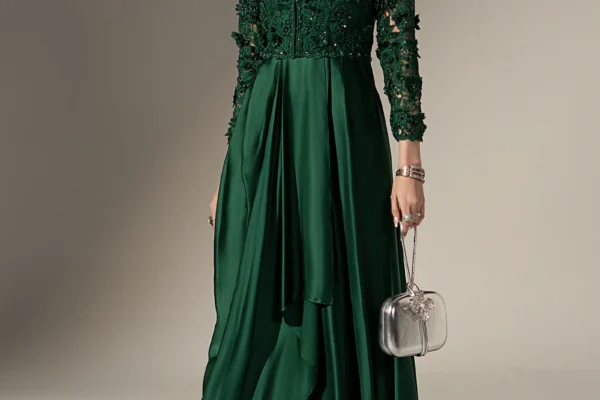 Green Pakistani ready to wear outfit for women