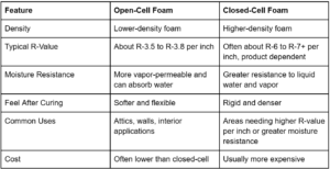 Open-Cell vs. Closed-Cell Spray Foam 